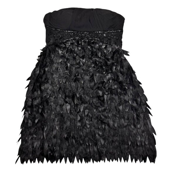 Sue Wong Cocktail Mini Dress Sz.8 Black Beaded Strapless Formal Event Glam - Picture 16 of 16